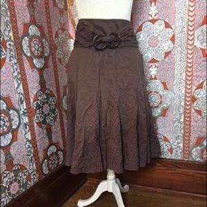 Soft brown skirt with eyelet lace panels